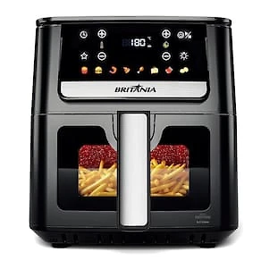 Fritadeira Elétrica Air Fryer Britânia BAF65A 6,5L 1700W Painel Digital Cesto Quadrado Redstone