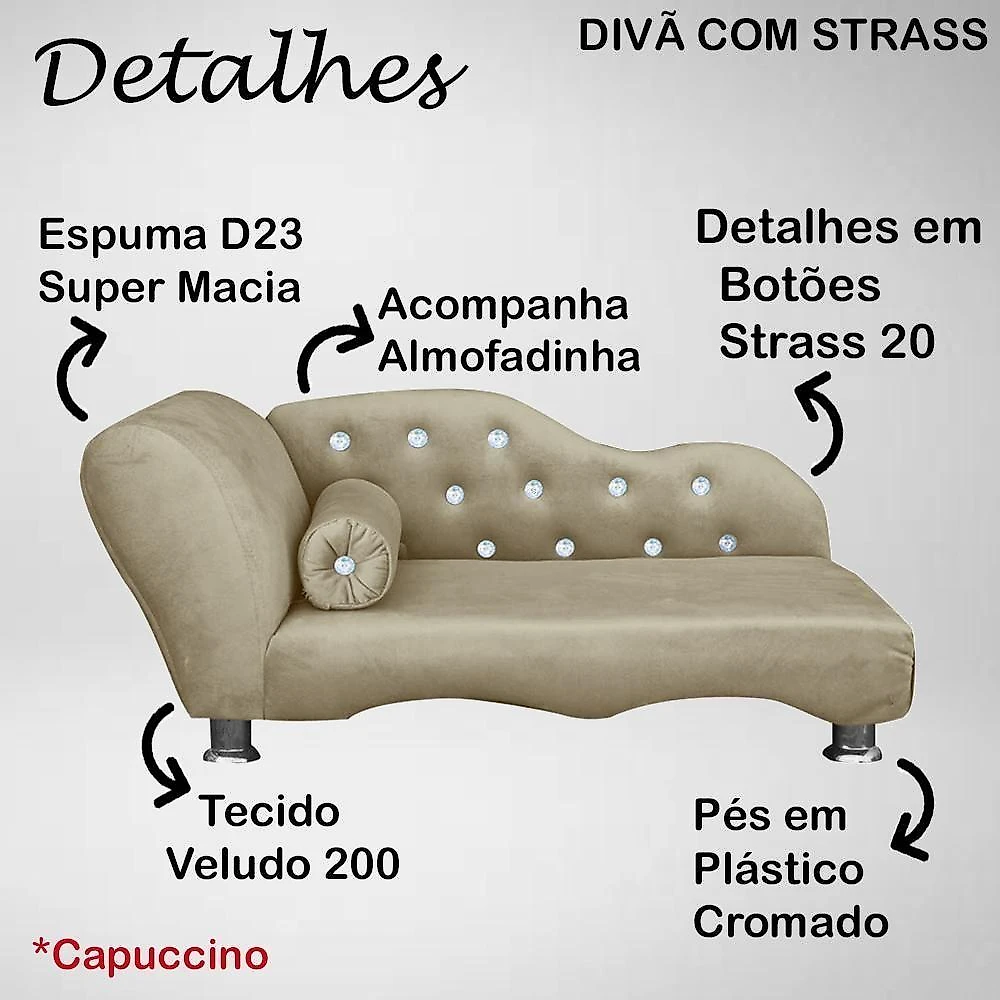 Cama Caminha Diva Pet Veludo Strass Capuccino Dvinn Capuccino