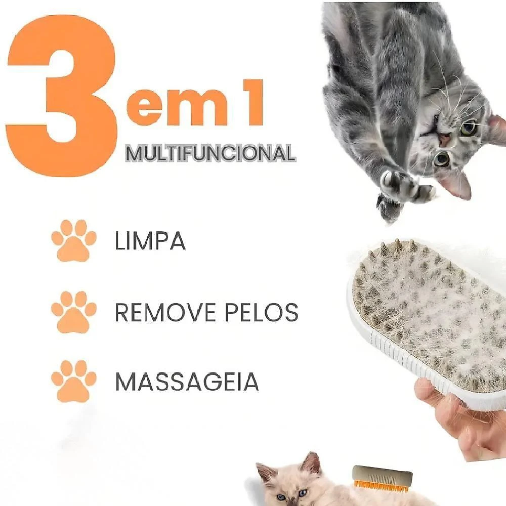 Escova a Vapor Yeet para Pets e Roupas Removedora de Pelos Portátil Recarregável 1 Unidade