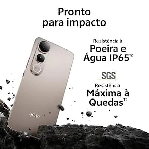Smartphone JOVI V50 Lite 5G Ouro Titânio 256GB, 8GB RAM, Dimensity 6300, Tela AMOLED 6.77" 120Hz, Câmera Traseira 50MP, Android 15 e IP65 Ouro