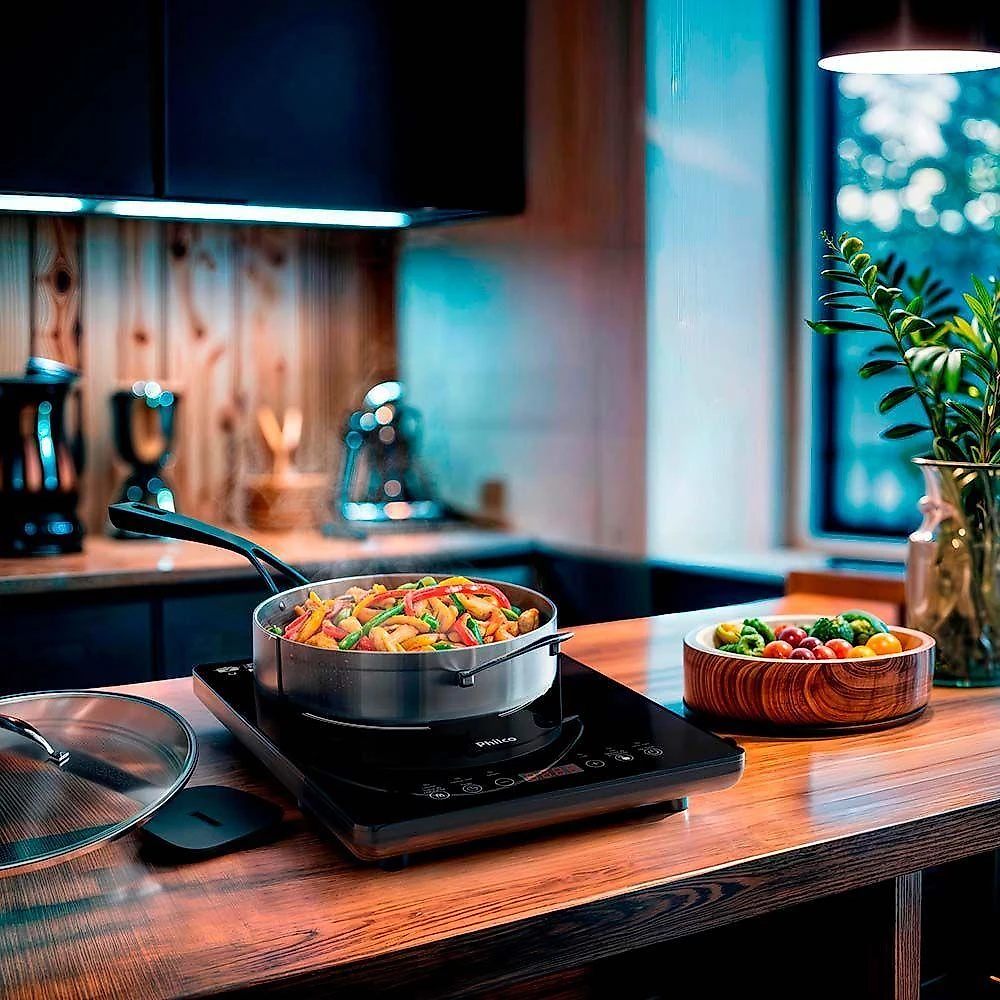 Cooktop de Indução Portátil Philco PCT10A Display Digital Painel Touch Preto 220V