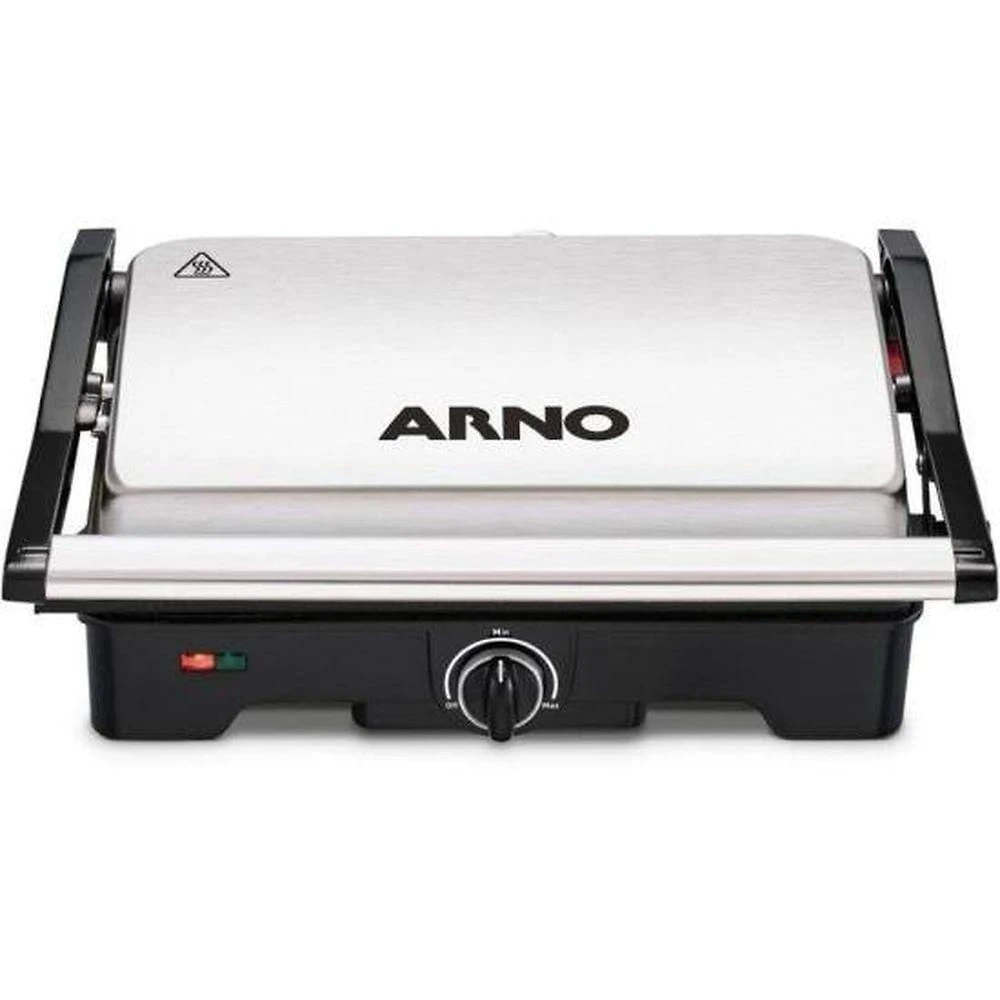 Grill Elétrico Dual Gnox com Abertura de 180 graus  e Placas Antiaderentes Inox para Uso Versátil 110V
