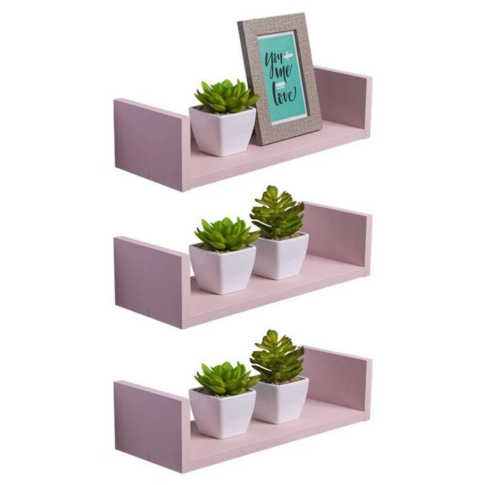 Prateleira Kit 3 U 50X20CM MDP Suporte Invisível Organizador Sala Moderno Fosco Rosa Claro Mercado