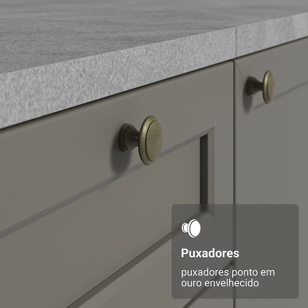 Armário de Cozinha Completa de Canto 399 cm Branco/Cinza Vik Madesa 02 Branco/Cinza