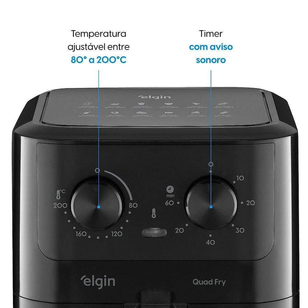 Fritadeira sem Óleo Air Fryer Elgin Quad Fry 4,2L 1400W Preto 220V