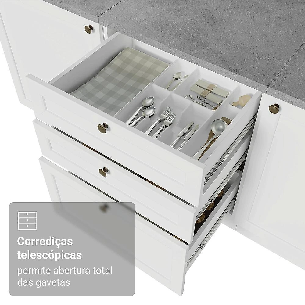 Torre quente 60 cm 1 porta 3 gavetas branco vik madesa