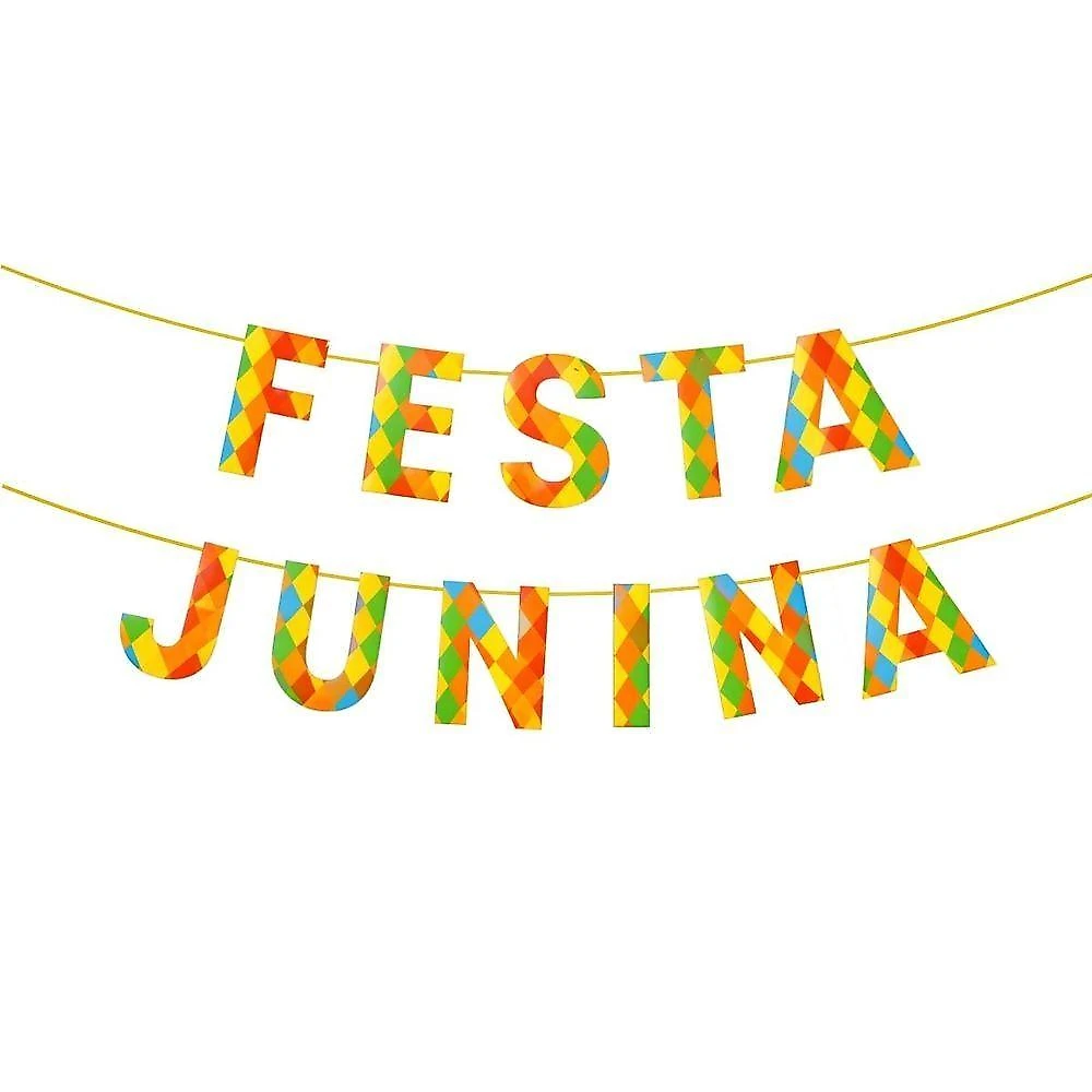 Faixa Decorativa Festa Junina Arraiá São João 5M 11 Letras Amarelo Extra Festas