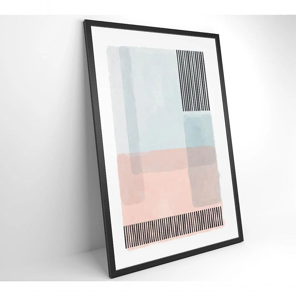 Quadro Abstrato Rosa E Azul 3 60x90 Cm Tecido Canvas