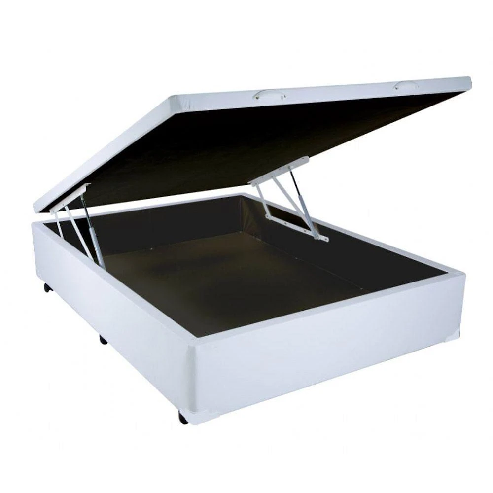Cama Box Baú Casal Sintético Branco 38x138x188