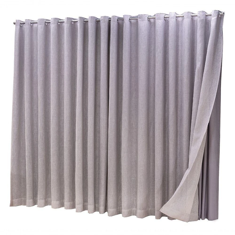 Cortina Microfibra com Linho 4,00x2,80 para Varão Duplo Cinza Ludatex