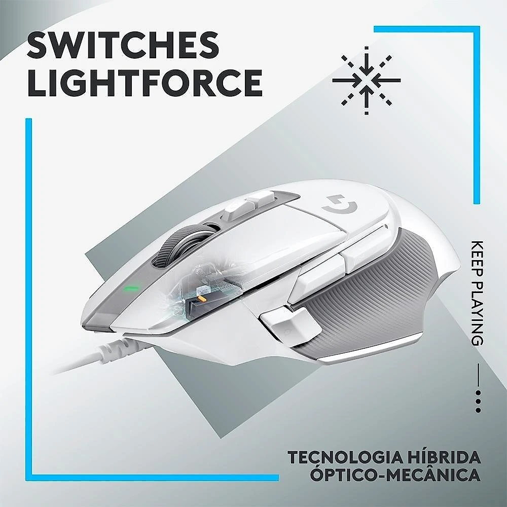 Mouse Gamer Logitech G502 X, RGB, 25600 DPI, 13 Botões, Switch Híbrido, Branco - 910-006145