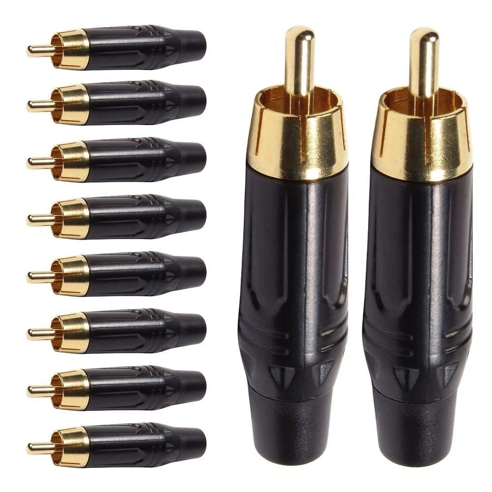 Conector Rca Macho Storm Plug para Áudio e Vídeo Corpo Metálico Preto 10 Unidades