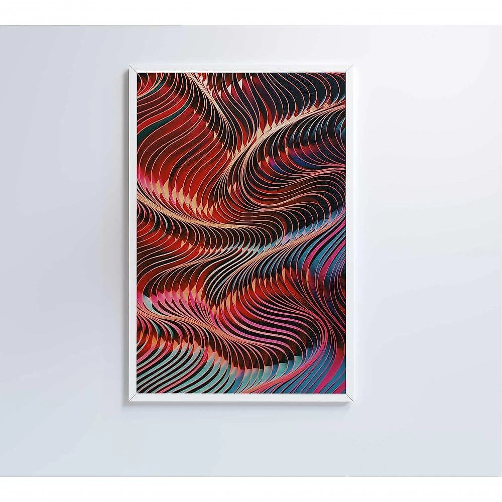 Quadro Abstrato Ondulações 60x90 Cm Vidro Impresso