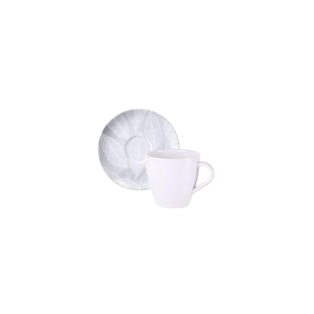 Conjunto Xícara E Pires De Chá Tramontina Arbo Em Porcelana Decorada 200 Ml 2 Peças