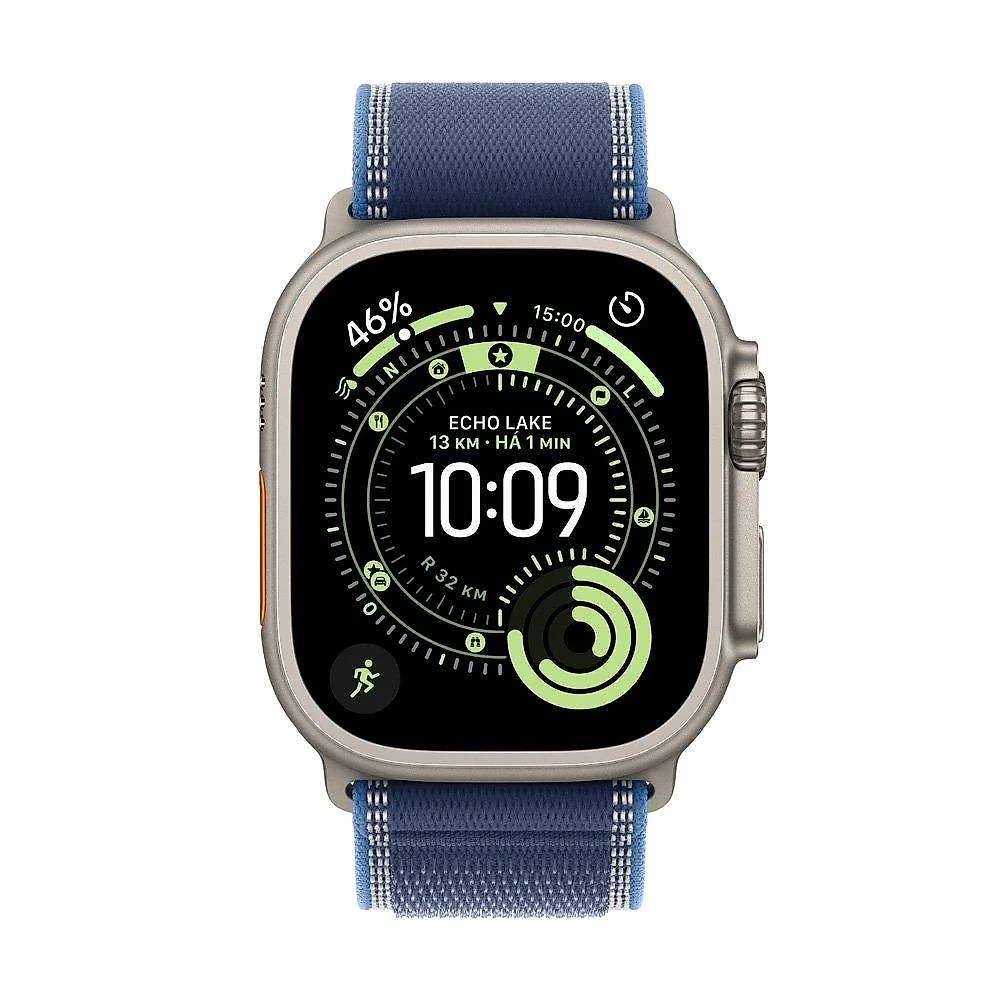Apple Watch Ultra 3 GPS + Cellular, Caixa Natural de Titânio de 49 mm, Pulseira loop Trail Azul/Azul-Brilhante, M/G - MEWU4BE/A