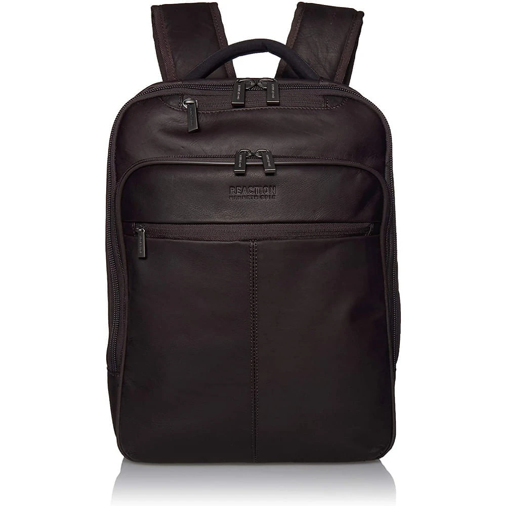 Kenneth Cole Reaction Mochila Antifurto RFID de Couro Colombiano para LaptopMarrom