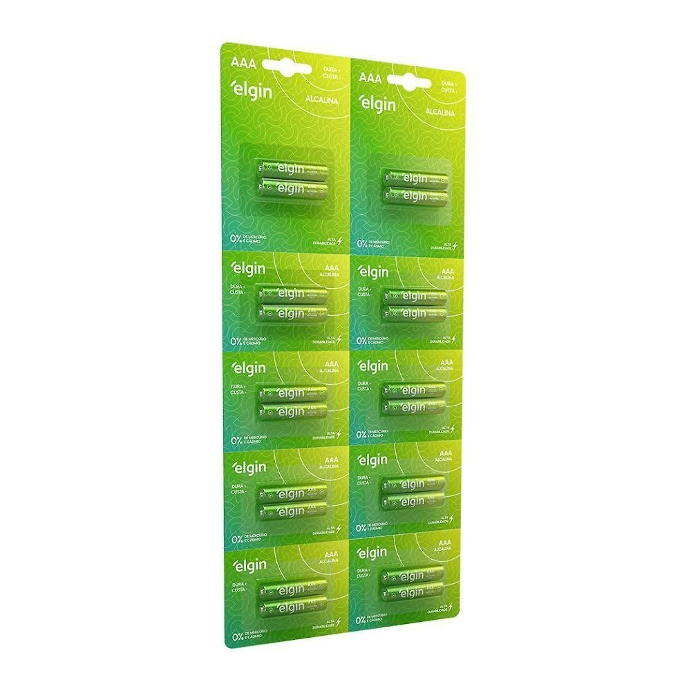 Pilha Alcalina Aaa Elgin 1.5v Blister Grande Com 10x2