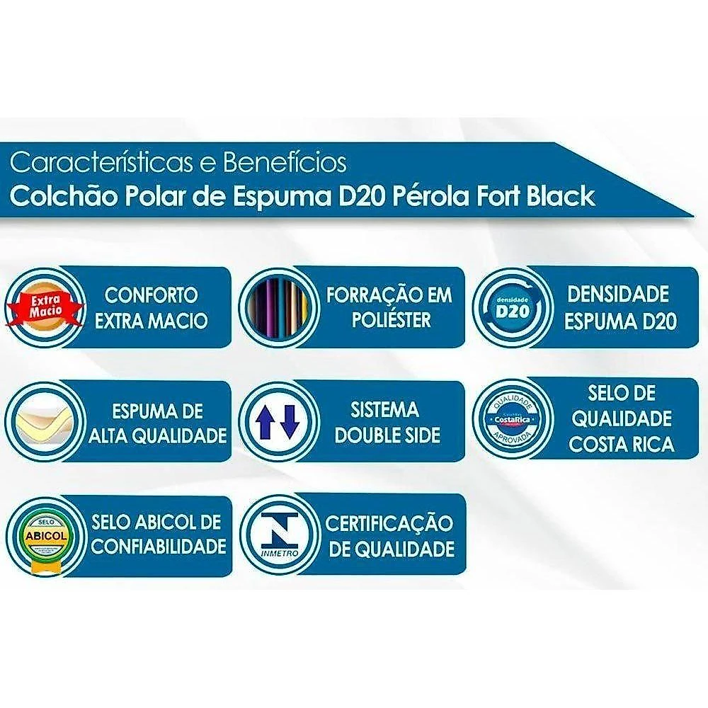 Colchão Solteiro Pérola Gray Polar 2un + Bicama Elza Branco