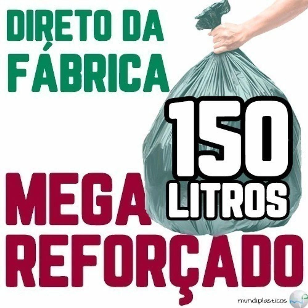 Saco de Lixo 150 Litros Verde Mega Reforçado Fardo com 100 Unidades Higipack