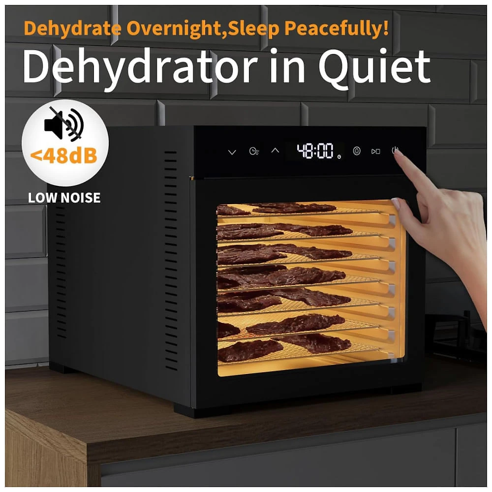 Miniatura Desidratador de Alimentos DUMOS Preto 500W 8 Bandejas Aço Inoxidável Timer 24h 240V