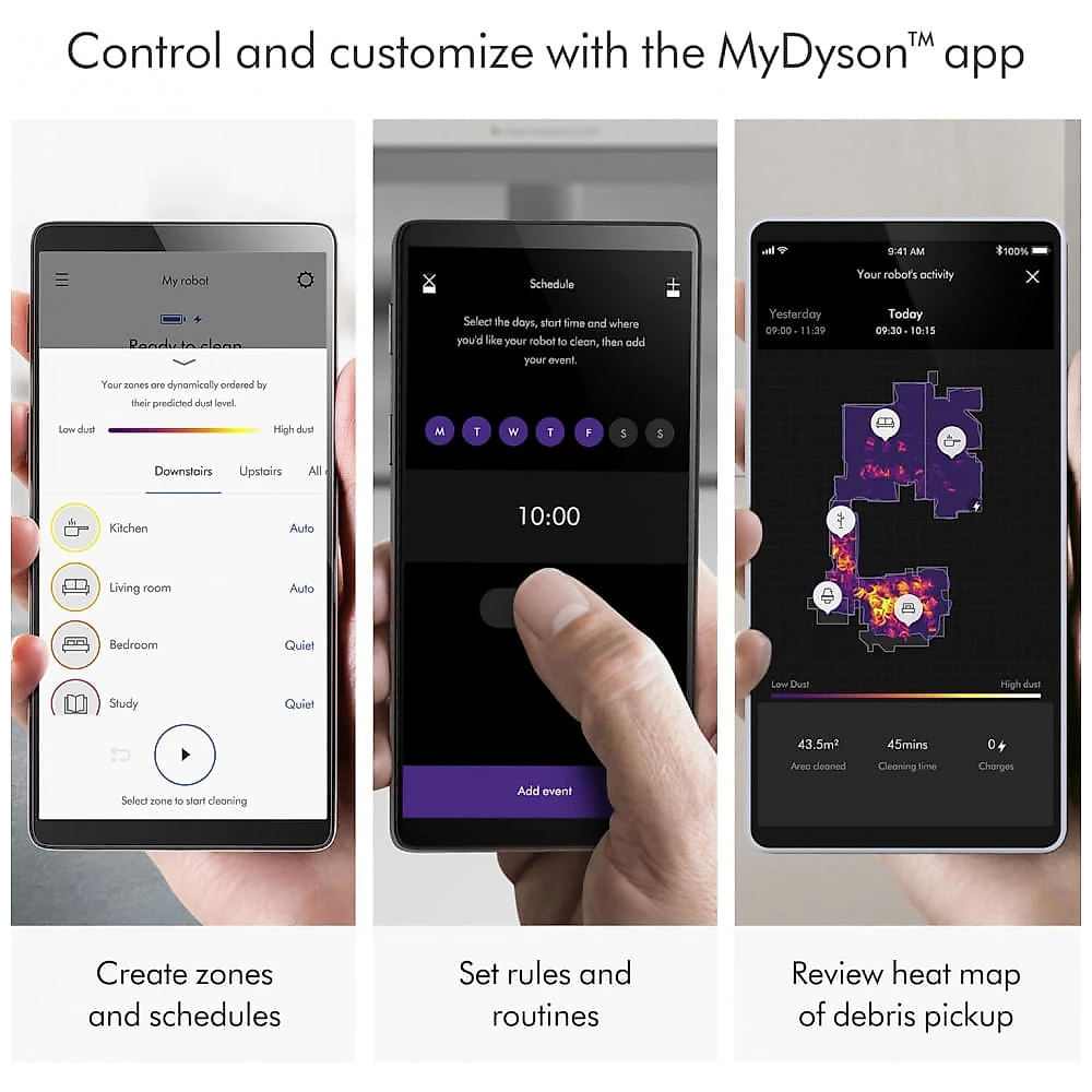 Robô Aspirador Dyson 360 Vis Nav Azul com Navegação 360° e Filtro HEPA 65 Minutos de Autonomia