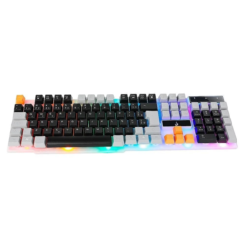 Teclado Semi-Mecânico Gamer Rise Mode G1, Rainbow, USB, Preto e Cinza - RM-TG-01-BG