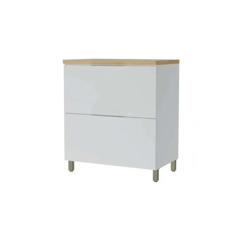Armário De Cozinha Modulado Balcão Marquesa 1 Porta E 1 Gaveta C/ Tampo 80cm Branca/nature - Nesher