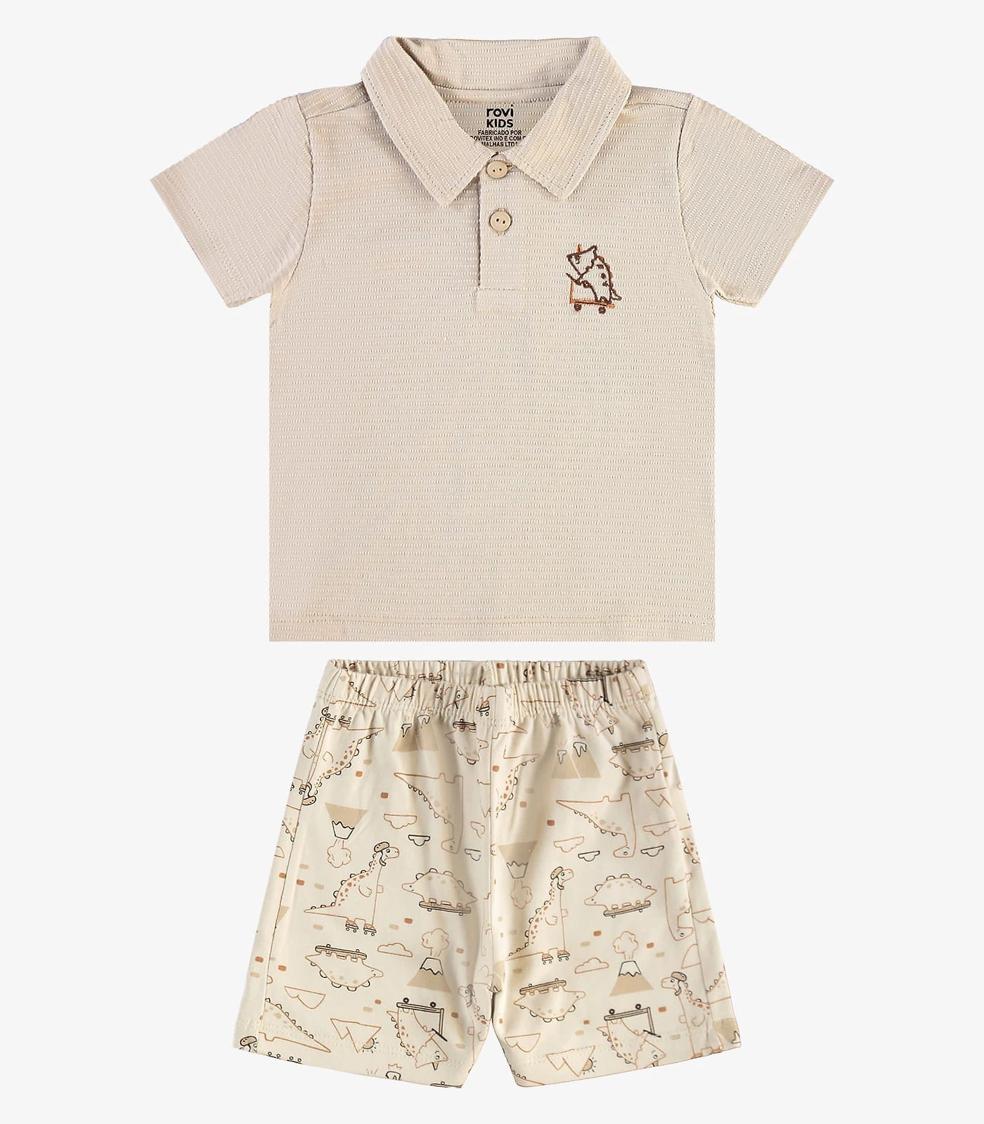 Conjunto Polo Com Bermuda Infantil Rovi Kids Bege