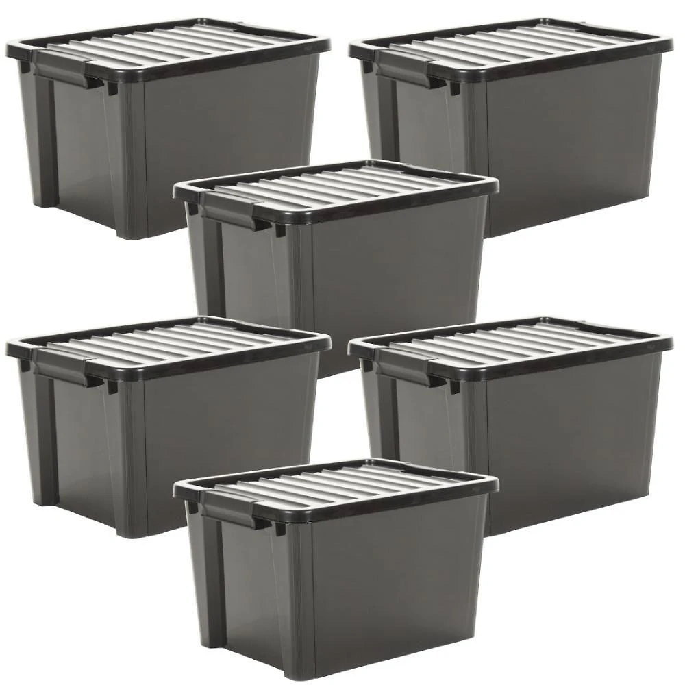 Kit 6 Organizadores Life Box 95 Lt - Preta Preta