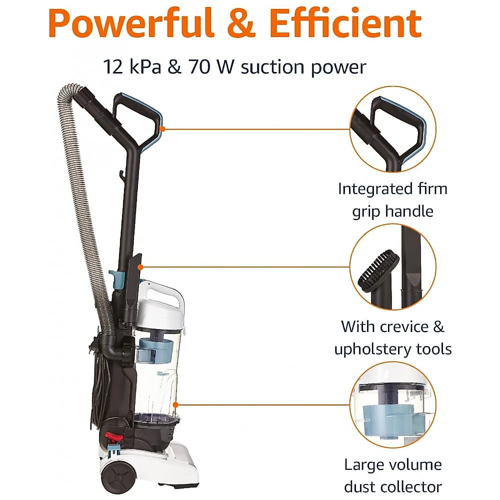 Aspirador de Pó Leve e Vertical para Carpetes e Pisos Duros, 110V, AMZ , Branco