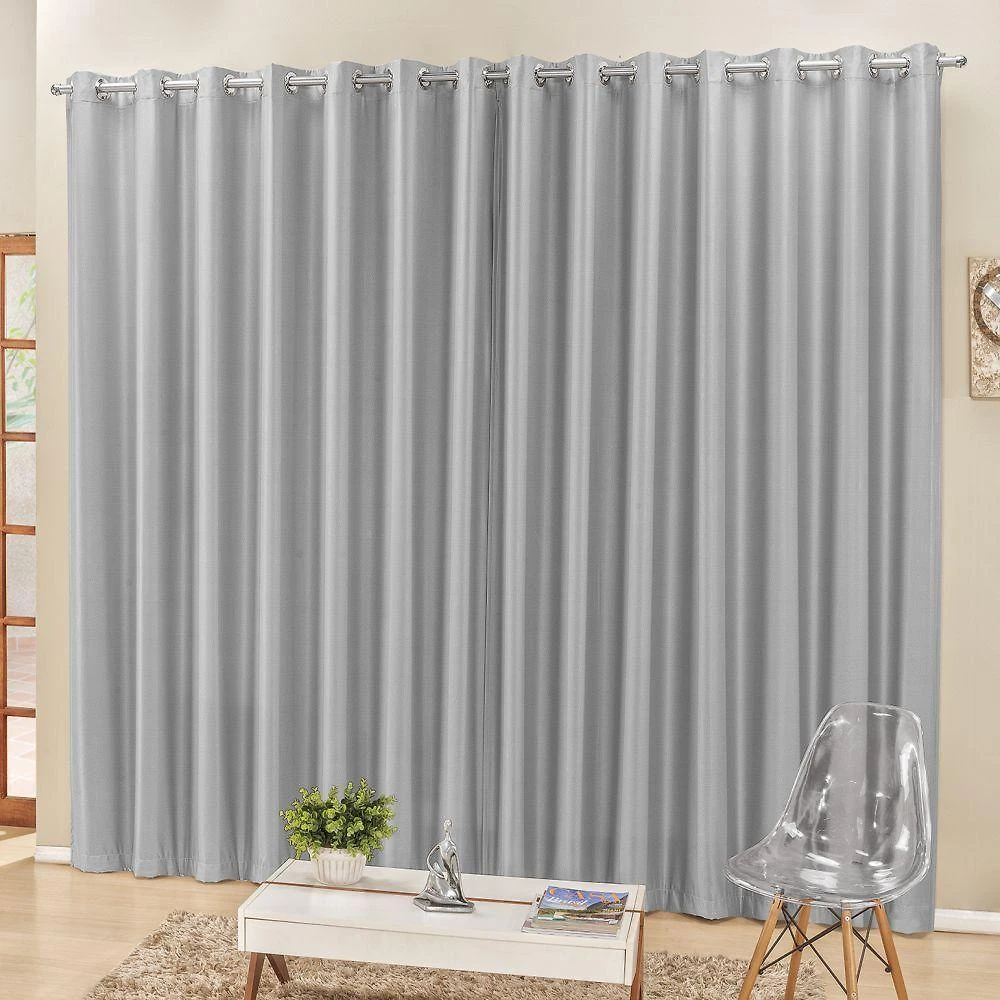 Cortina 2 Mts Sala Quarto Escritório Semiblackout Para Trilho Comum Cinza