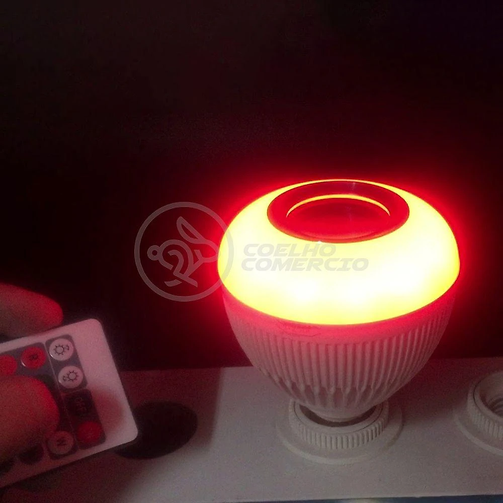Lâmpada Led 12W E27 Rgb Colorida Com Caixa De Som Bluetooth