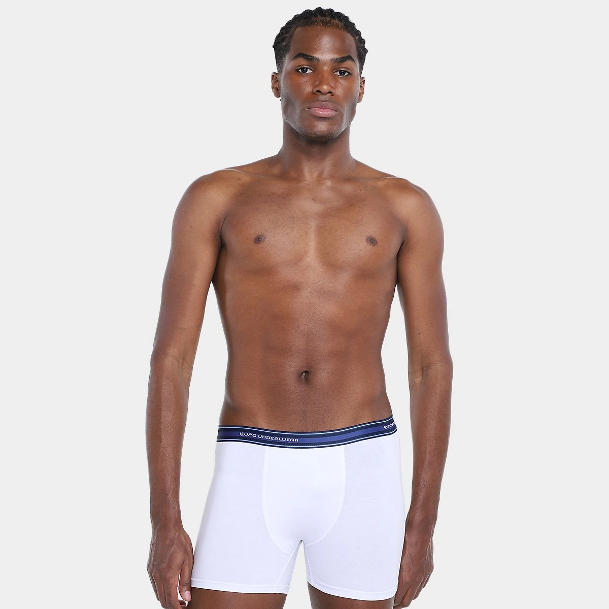 Miniatura Kit Cueca Boxer Lupo Algodão Masculina - 10 Peças Azul+Cinza - G