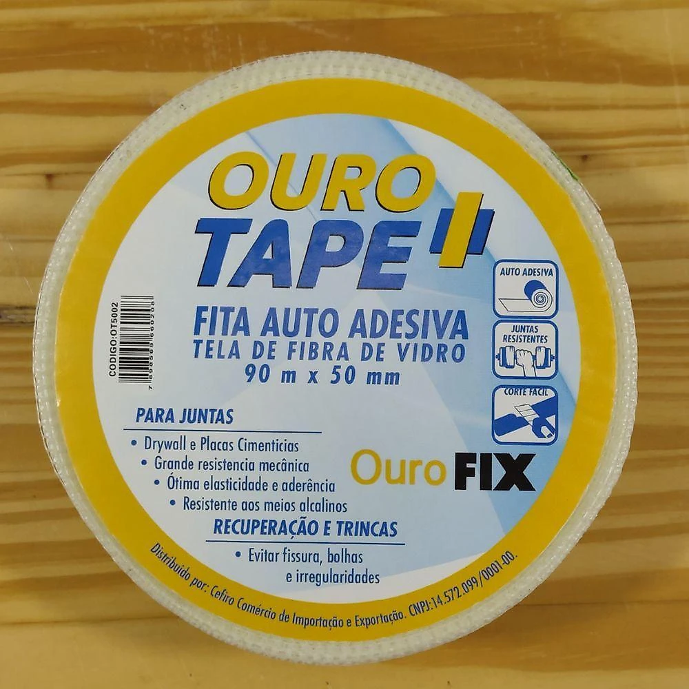 Kit 2 Fitas Telada 90m x 50mm Fibra De Vidro Drywall Gesso Junta Trincas Isopor Auto-adesiva Trançada