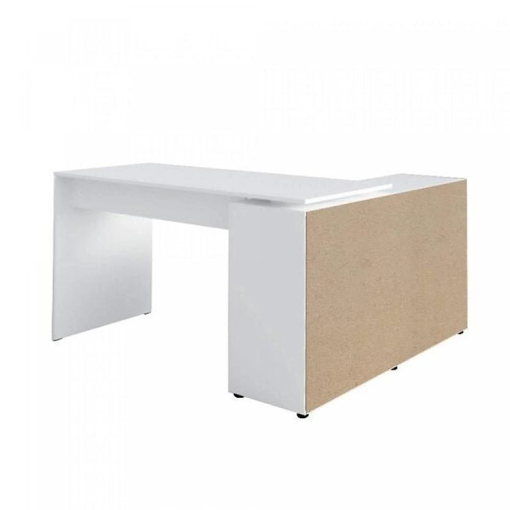 Kit 2 Peças com Escrivaninha em L Cubos e Estante Livreiro Conjunto para Escritório e Home Office com Mesa em L com Nichos e Estante com Nichos Branco
