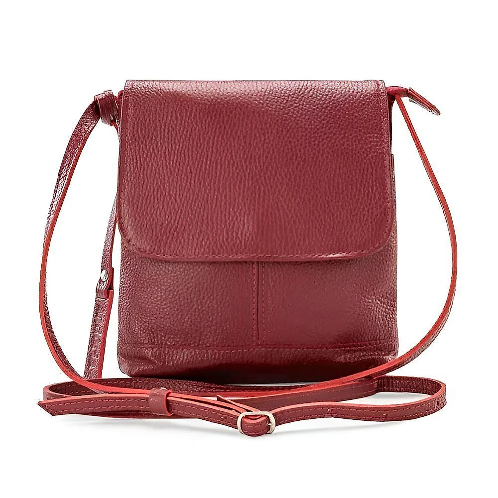 Bolsa Transversal Tiracolo Premium Colchões Jô em Couro Bovino e Poliéster 17x37x35CM Vermelho