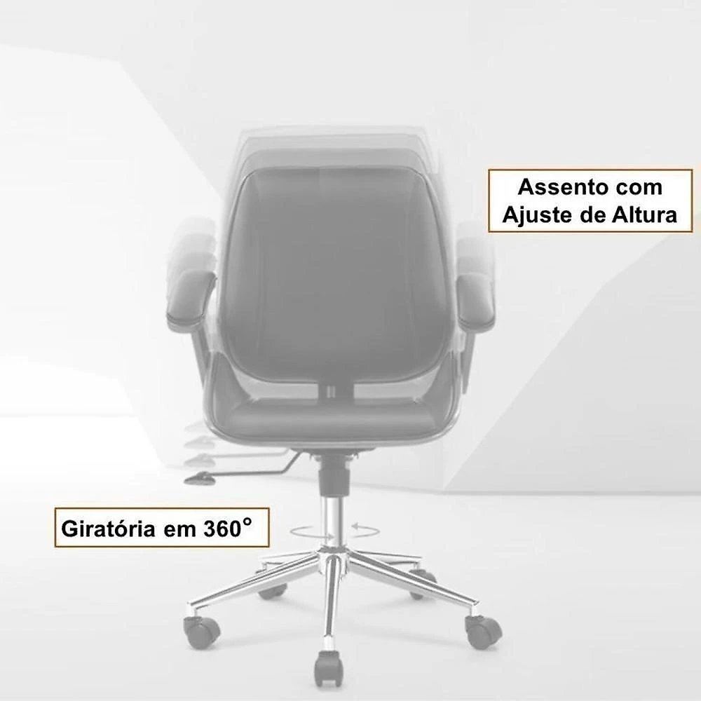 Kit 8 Cadeiras de Escritório Diretor Giratória Office Lisboa Preto