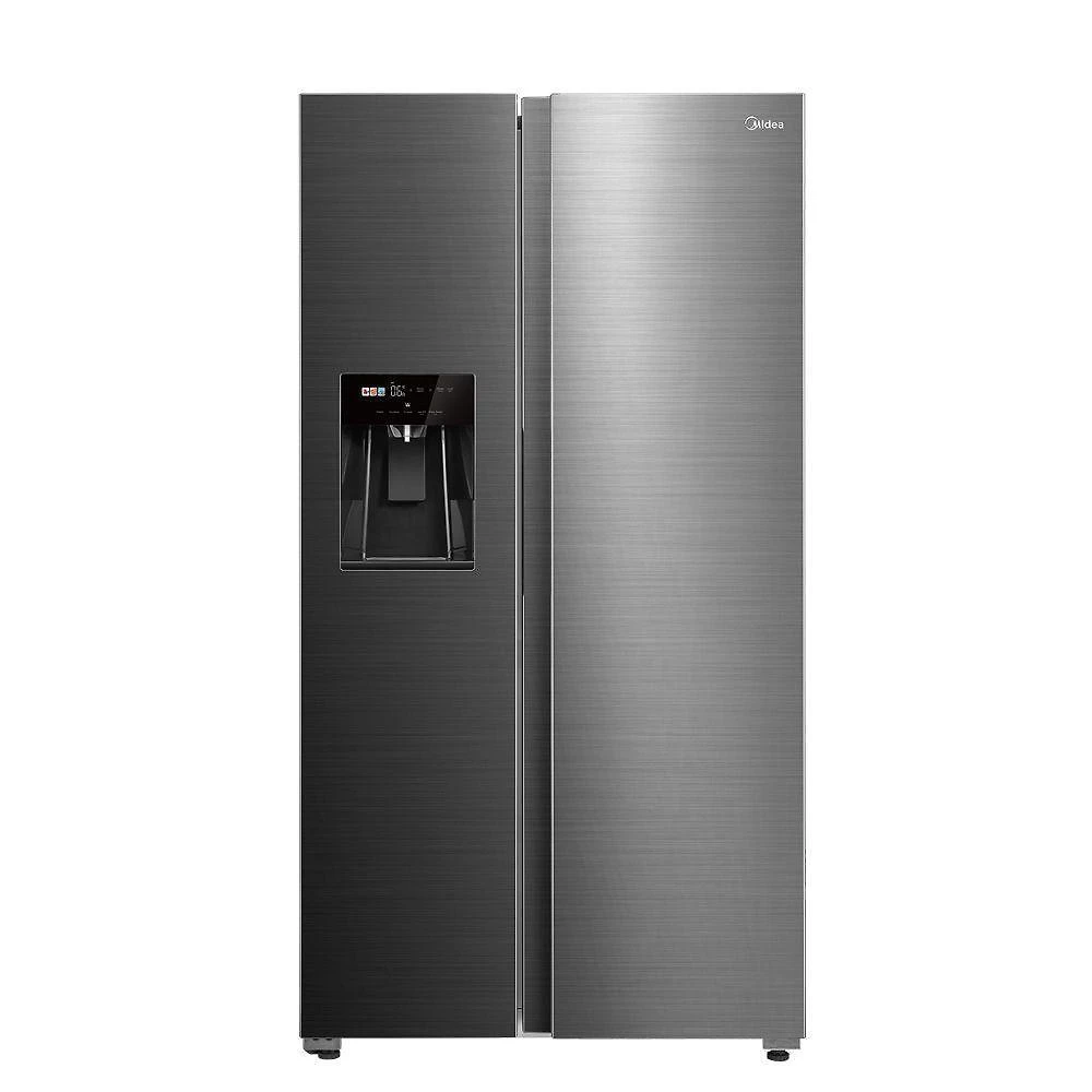 Refrigerador midea side by side 570l dispenser de agua e gelo inverter inox - 127v (mdrs761myd461)