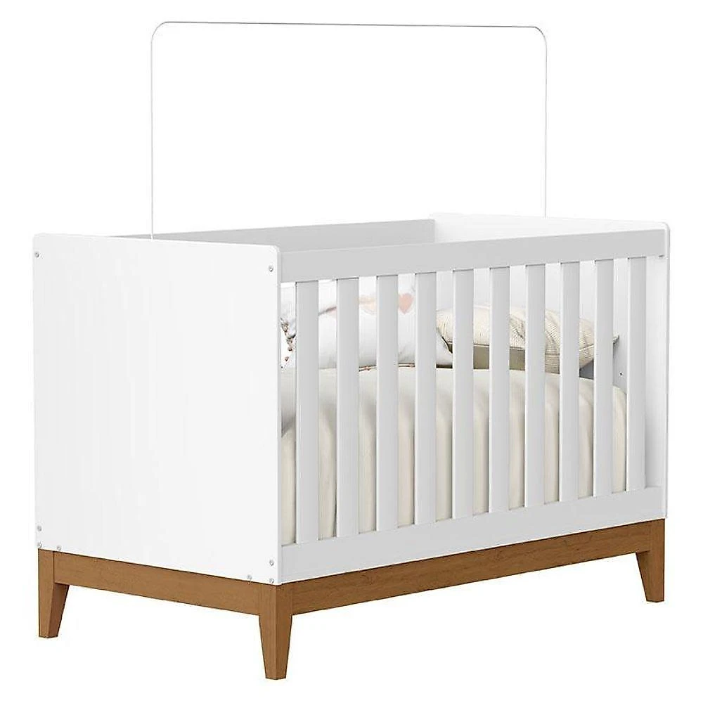 Quarto De Bebê Americano 4 Portas Com Berço Americano Flip Branco Acetinado Reller E Colchão Gazin - Henn