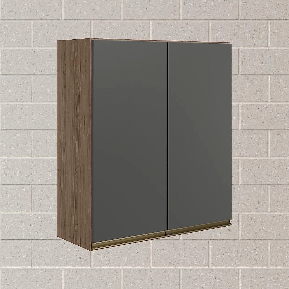 Armario Aereo 2 Portas Mdf 70 Cm Kali 12208 Carvalho Toq Chumbo Nicioli Carvalho Toq Chumbo