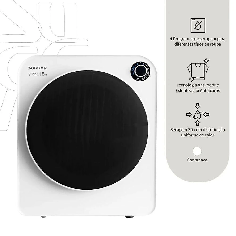 Secadora Suggar SC801 Bancada/parede 8kg Branca 220V