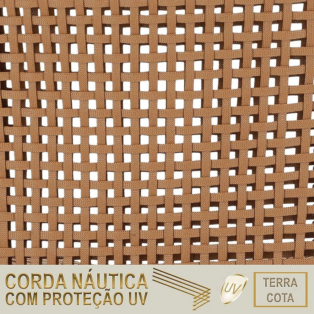 Espreguiçadeira Catar Corda Náutica Alumínio Jardim Piscina Terra Cota