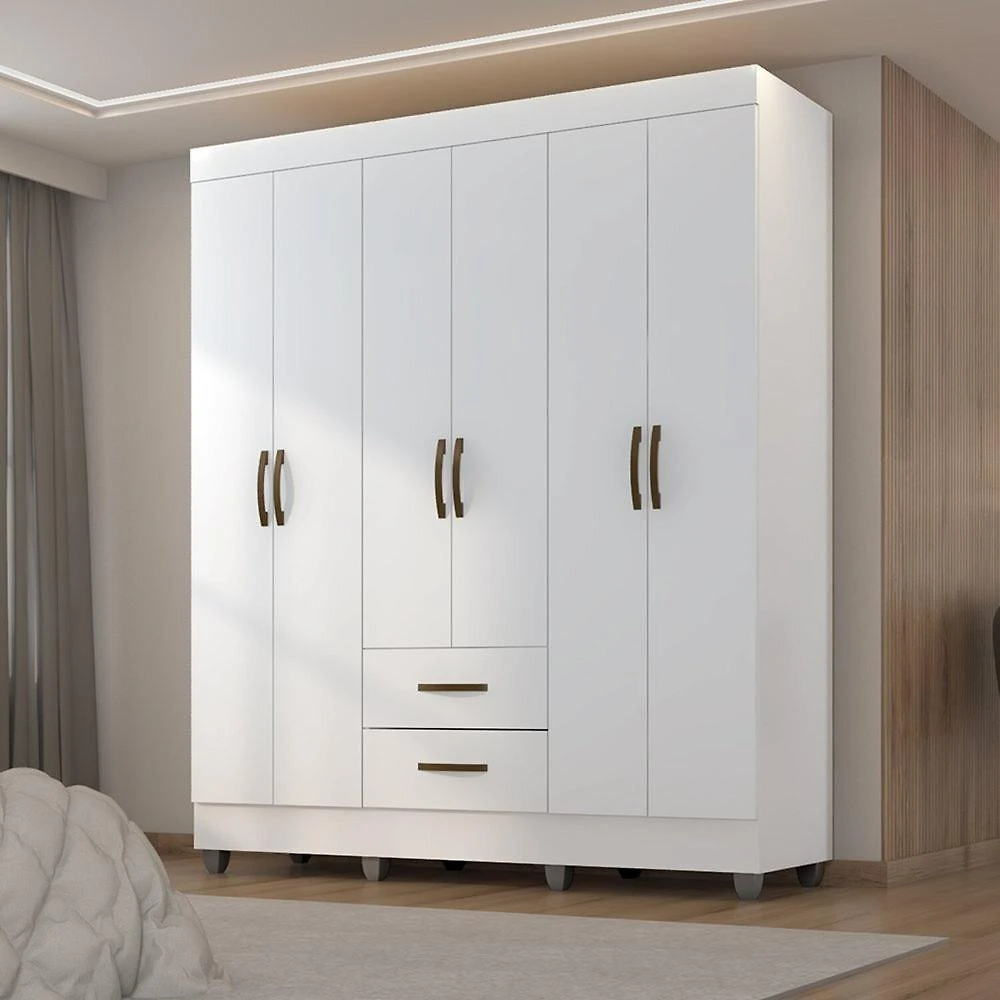 Miniatura Guarda-roupa Casal 6 Portas 2 Gavetas Lite Branco Brilho