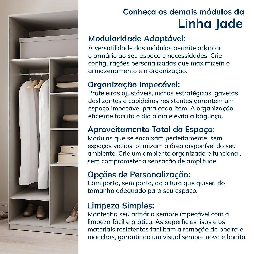 Guarda-roupa Modular 40cm sem Portas com Prateleiras Jade CabeCasa MadeiraOriginals Guarda-roupa Modular 40cm sem Portas com Prateleiras Jade Cabecasa Madeiramadeira Cinza Urbano