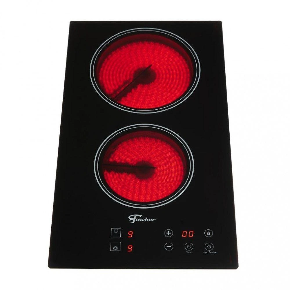 Cooktop Elétrico 2 Bocas Mesa Vitrocerâmica Touch Fischer Preto 220V