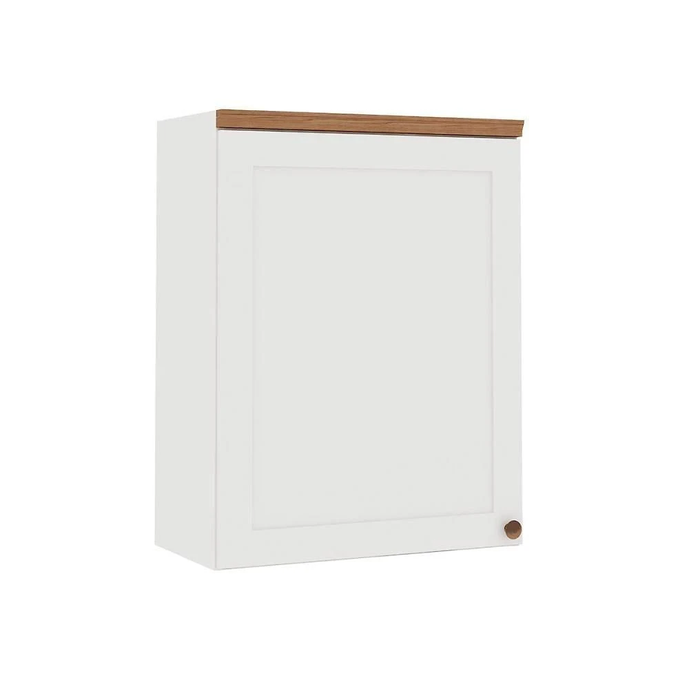 Armário Aéreo Cristal Modulada 60CM 1 Porta MDF Branco com Ébano Genialflex Móveis