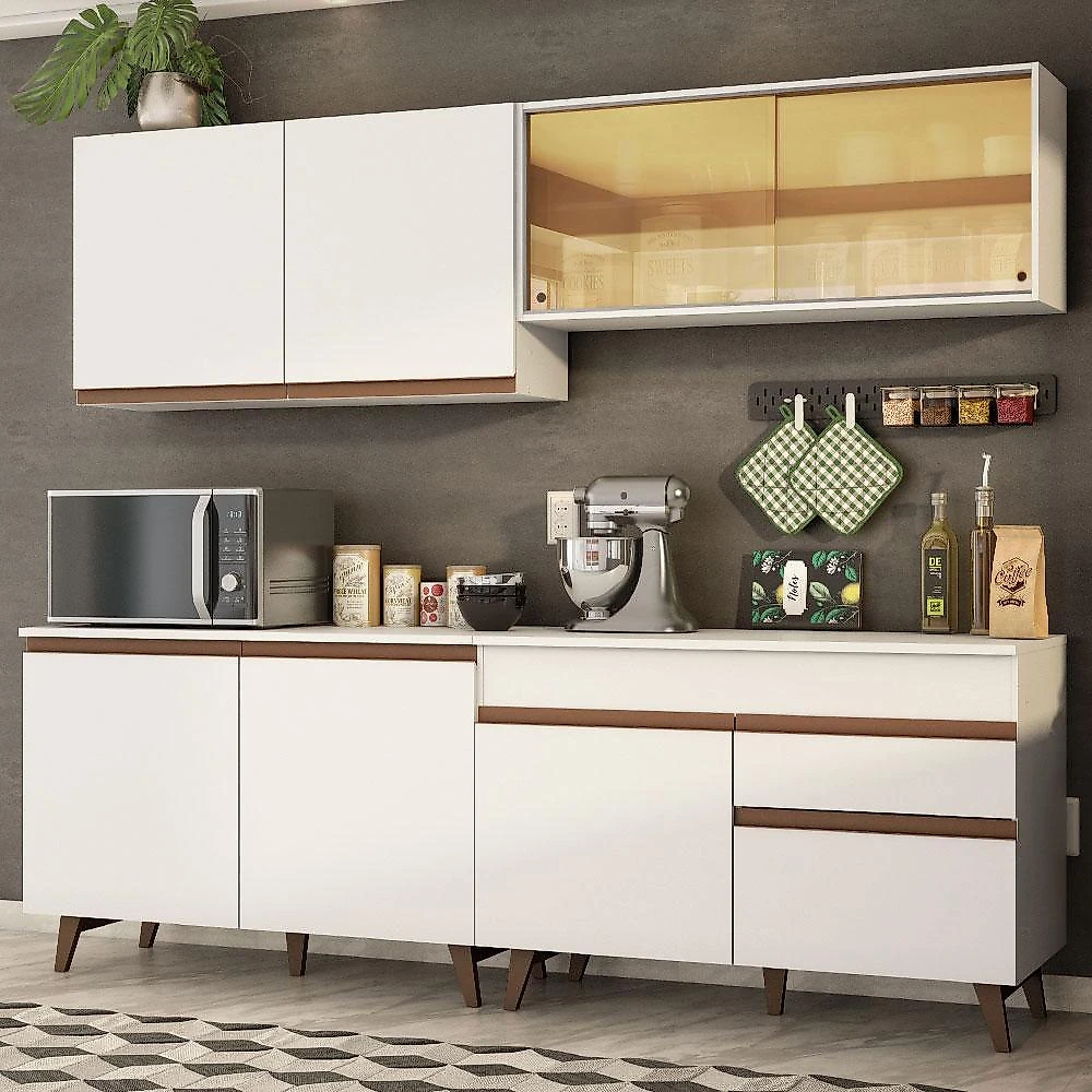 Cozinha completa madesa reims 240001 com armário e balcão - branco