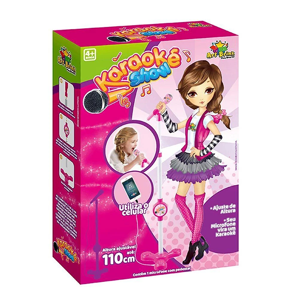 Microfone Karaoke Com Pedestal Use No Celular Cantar Criança Musica Menina