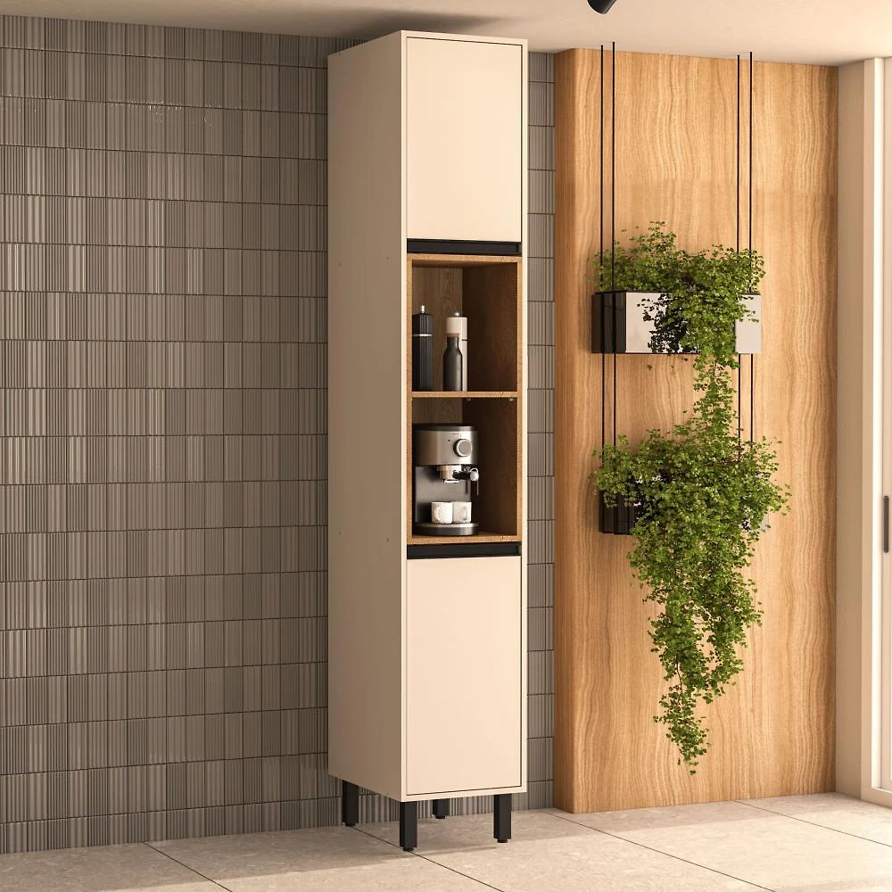 Paneleiro 2 Portas 2 Nichos Creme Koya 214 Cm