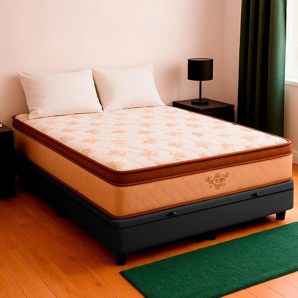 Cama Box Viúvo E Colchão Four Season Molas V-store Cinza